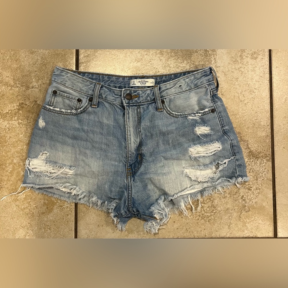Abercrombie & Fitch Blue Jean Shorts Distressed Cut-Off